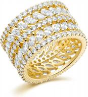 кольцо вечности с маркировкой из 14-каратного желтого золота с кубическим цирконием для женщин и мужчин - привлекательная эффектная деталь логотип
