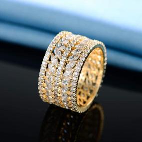 img 2 attached to 14K Yellow Gold Plated Marquise Cubic Zirconia Eternity Ring For Women And Men - Eye-Catching Statement Piece