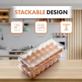 img 1 attached to Clear Plastic Egg Holder With Lid & Handles - Stackable Refrigerator Organizer Tray For 21 Eggs, Deviled Egg Storage Drawer For Countertop, Fridge Fresh Container - JINAMART (Set Of 1)