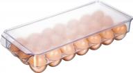 clear plastic egg holder with lid & handles - stackable refrigerator organizer tray for 21 eggs, deviled egg storage drawer for countertop, fridge fresh container - jinamart (set of 1) logo