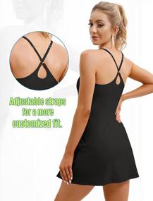 img 3 attached to Athletic Women'S Tennis Dress With Built-In Bra, Shorts, And Pockets - Ideal Workout Dress For Golf And Exercise