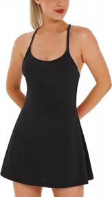 img 4 attached to Athletic Women'S Tennis Dress With Built-In Bra, Shorts, And Pockets - Ideal Workout Dress For Golf And Exercise