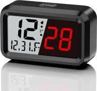 kwanwa alarm clock, with calendar, temperature, day digital clock, 12/24hr, snooze, auto-dimming led/lcd display, battery operated, cordless small clock for desk, wall mounted logo