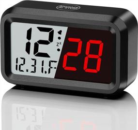 img 4 attached to KWANWA Alarm Clock, With Calendar, Temperature, Day Digital Clock, 12/24Hr, Snooze, Auto-Dimming LED/LCD Display, Battery Operated, Cordless Small Clock For Desk, Wall Mounted