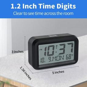 img 3 attached to KWANWA Alarm Clock, With Calendar, Temperature, Day Digital Clock, 12/24Hr, Snooze, Auto-Dimming LED/LCD Display, Battery Operated, Cordless Small Clock For Desk, Wall Mounted