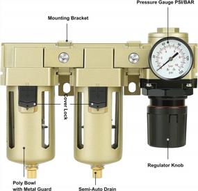 img 1 attached to Hromee Air Compressor Filter Regulator Combo Kit - 1/2 Inch With Pressure Gauge, Semi-Auto Drain, Water & Oil Trap Separator, And Bracket For Improved Performance And Efficiency