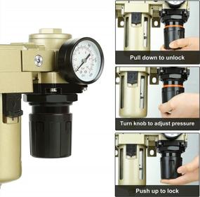 img 2 attached to Hromee Air Compressor Filter Regulator Combo Kit - 1/2 Inch With Pressure Gauge, Semi-Auto Drain, Water & Oil Trap Separator, And Bracket For Improved Performance And Efficiency