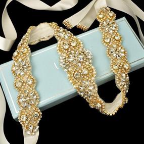 img 1 attached to Rhinestone Wedding Christmas Gold Ivory 0 78Inch Women's Accessories : Belts