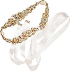 img 4 attached to Rhinestone Wedding Christmas Gold Ivory 0 78Inch Women's Accessories : Belts