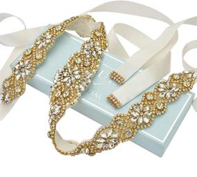 img 3 attached to Rhinestone Wedding Christmas Gold Ivory 0 78Inch Women's Accessories : Belts