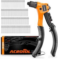 🔧 acrotol pop rivet gun: manual hand riveter kit with 4 interchangeable heads for plastic, metal, leather – includes 100 rivets logo