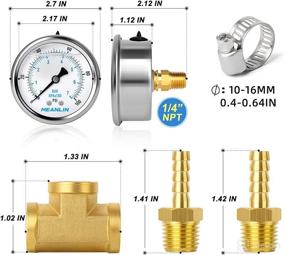 img 3 attached to 📏 MEANLIN MEASURE 0-100Psi Stainless Steel Liquid Filled Pressure Gauge Kit - Back Mount, NPT 2.5" FACE DIAL WOG Water Oil Gas - Set of 9 Pieces