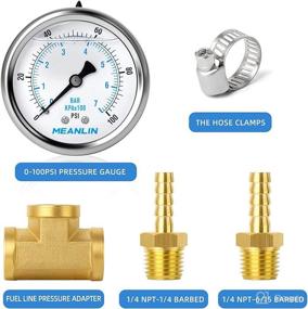 img 2 attached to 📏 MEANLIN MEASURE 0-100Psi Stainless Steel Liquid Filled Pressure Gauge Kit - Back Mount, NPT 2.5" FACE DIAL WOG Water Oil Gas - Set of 9 Pieces