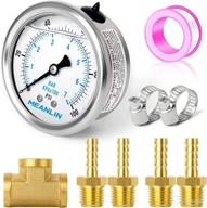 📏 meanlin measure 0-100psi stainless steel liquid filled pressure gauge kit - back mount, npt 2.5" face dial wog water oil gas - set of 9 pieces logo