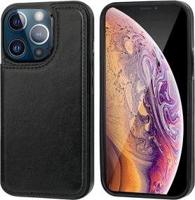 img 2 attached to IPhone 13 Pro Max Wallet Case With Card Holder, PU Leather Kickstand Card Slots, Double Magnetic Clasp And Durable Shockproof Cover 6.7 Inch (Black) - ONETOP Compatible