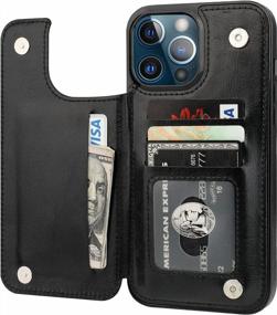 img 4 attached to IPhone 13 Pro Max Wallet Case With Card Holder, PU Leather Kickstand Card Slots, Double Magnetic Clasp And Durable Shockproof Cover 6.7 Inch (Black) - ONETOP Compatible