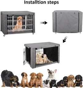 img 1 attached to 🐶 Premium Ventilated Privacy Dog Crate Cover - Double Door Polyester Cloth | Air Flow, Universal Fit for Wire Crates | Machine Wash & Dry | Grey - S:31" Lx20 Wx21 H