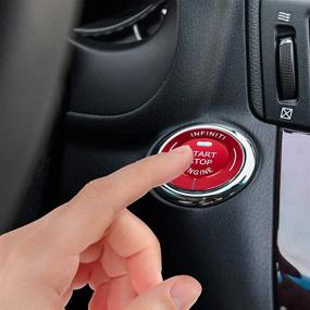 img 1 attached to 🚗 Enhance and Protect Your Infiniti with the Red Engine Push Start/Stop Button Cover and Ignition Button Decoration Trim & Ring Protector Stickers!