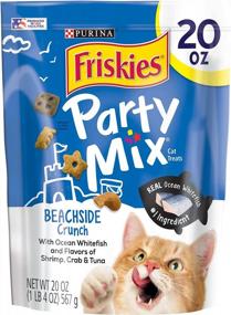 img 4 attached to Purina Friskies Party Mix Beachside Crunch Лакомства для кошек - 20 унций. Чехол, Сделано в США