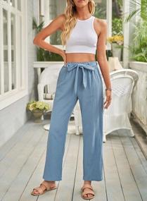 img 3 attached to Womens Solid Color Casual Trousers With Drawstring Elastic Waist And Convenient Pockets By BLENCOT