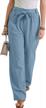 womens solid color casual trousers with drawstring elastic waist and convenient pockets by blencot logo