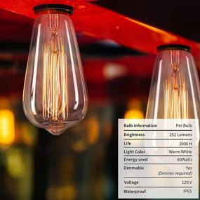 img 2 attached to Украсьте свой дом теплыми лампочками Эдисона с регулируемой яркостью — упаковка из 12 прозрачных ламп накаливания мощностью 60 Вт с цоколем E26/E27