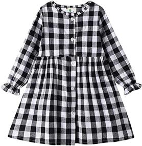 img 2 attached to 👗 KYMIDY Buffalo Print Casual Sleeve Girls' Dresses in the Dresses Collection