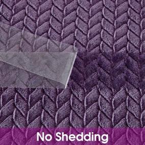 img 1 attached to HOMEIDEAS Queen/Full Size Sherpa Blanket - Violet/Purple Jacquard Leaves Pattern Flannel Fleece Soft And Cozy All-Season Lightweight Plush Blanket For Couch Or Bed, 90X90 Inches
