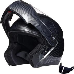 img 4 attached to ILM Flip Up Modular Motorcycle Helmet For Adults Men Women Street Bike Motocross Full Face Helmet DOT 115(Carbon Fiber