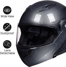 img 1 attached to ILM Flip Up Modular Motorcycle Helmet For Adults Men Women Street Bike Motocross Full Face Helmet DOT 115(Carbon Fiber