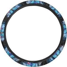 img 3 attached to 🦋 Add a Touch of Elegance to Your Drive with TOADDMOS Chic Blue Butterfly Floral Steering Wheel Cover for Women