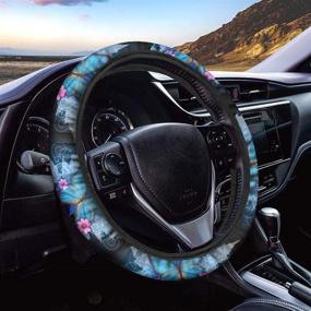 img 4 attached to 🦋 Add a Touch of Elegance to Your Drive with TOADDMOS Chic Blue Butterfly Floral Steering Wheel Cover for Women