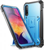 blue poetic revolution series phone case for samsung galaxy a50/a50s - full-body rugged dual-layer shockproof cover with kickstand and built-in-screen protector for enhanced protection logo