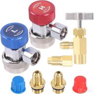 🔌 jifetor ac r134a adjustable quick coupler adapter and refrigerant can tap valve tool kit, auto hvac high low connectors with 1/4" male flare, refrigerant bottle opener dispenser with tank adapter for enhanced seo logo