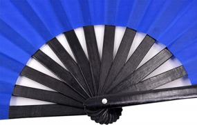 img 1 attached to Amajiji Blue Large Folding Fan For Festivals And Performances - Chinese And Japanese Hand Fan Great As Gift For Men, Women, And Drag Queens