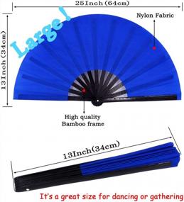 img 3 attached to Amajiji Blue Large Folding Fan For Festivals And Performances - Chinese And Japanese Hand Fan Great As Gift For Men, Women, And Drag Queens