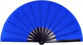 img 4 attached to Amajiji Blue Large Folding Fan For Festivals And Performances - Chinese And Japanese Hand Fan Great As Gift For Men, Women, And Drag Queens