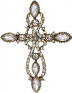 💎 stylish flyonce cross brooch for women girls: vintage rhinestone crystal celtic knot lapel pin logo