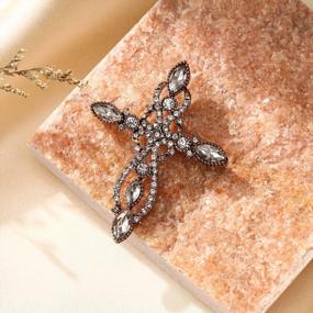 img 2 attached to 💎 Stylish Flyonce Cross Brooch for Women Girls: Vintage Rhinestone Crystal Celtic Knot Lapel Pin
