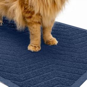 img 4 attached to Premium WePet Cat Litter Box Mat - Durable PVC Pad, Urine-Resistant & Phthalate Free | Scatter Control Trapping Rug (L 35 X 23, Dark Blue)
