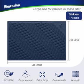 img 2 attached to Premium WePet Cat Litter Box Mat - Durable PVC Pad, Urine-Resistant & Phthalate Free | Scatter Control Trapping Rug (L 35 X 23, Dark Blue)
