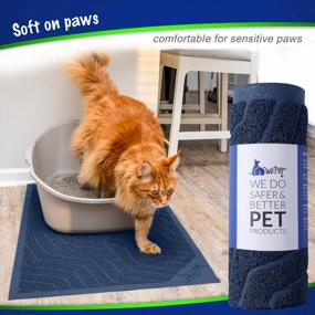 img 3 attached to Premium WePet Cat Litter Box Mat - Durable PVC Pad, Urine-Resistant & Phthalate Free | Scatter Control Trapping Rug (L 35 X 23, Dark Blue)