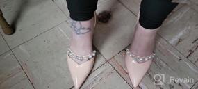 img 6 attached to Женские туфли-лодочки с острым носком, туфли-лодочки на средней шпильке с жемчужными ремешками, без шнуровки, модельные сандалии D'Orsay для свадьбы