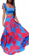 flirty floral ruffle tank top and boho skirt set: perfect summer outfit for clubwear, tropical parties, and more! logo