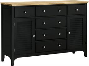img 4 attached to HOMCOM Modern Sideboard Buffet Cabinet With Drawers, Storage Cabinets, Rubberwood Top And Adjustable Shelves For Living Room, Kitchen Or TV Stand Up To 60 Inches - Black