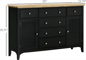 img 2 attached to HOMCOM Modern Sideboard Buffet Cabinet With Drawers, Storage Cabinets, Rubberwood Top And Adjustable Shelves For Living Room, Kitchen Or TV Stand Up To 60 Inches - Black