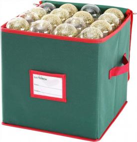 img 2 attached to 🎄 Sattiyrch Christmas Ornament Storage Box: Durable 600D Oxford Fabric, 64 Standard Ornaments Capacity, 4-Layer Xmas Storage Containers - Green, 12 x 12 Inch