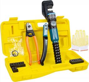 img 4 attached to Hydraulic Crimping Tool And Cable Cutter Set With 9 Dies - Ideal For Wire Battery Cable, Lug Terminal, And Cable Railing Hardware Crimping And Swaging Of 1/8" To 3/16" Cables - BLIKA 10 Ton Capacity