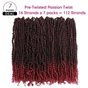 img 2 attached to 7 Packs Pre-Twist Passion Twist Hair 24 Inch Passion Twist Crochet Hair Pre Looped 16 Roots Bohemian Braids For Passion Twist Synthetic Braiding Hair Extensions (24 Inch (Pack Of 7), T1B/530#)