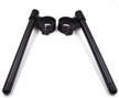 universal cafe racer handlebar upgrade: φ36mm clip ons with 8° tilt angle for fork diameters of 36mm, φ7/8" bars, and black assembly logo